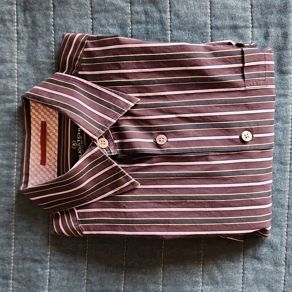 Bugatchi Uomo purple striped shirt, size medium - Picture 1 of 9